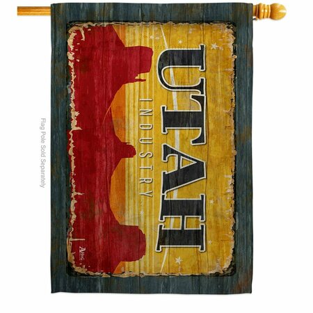 GUARDERIA 28 x 40 in. Utah Vintage American State House Flag with Double-Sided Horizontal  Banner Garden GU4061085